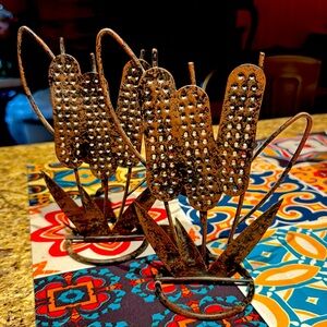 Set of cattail tea light candle holders